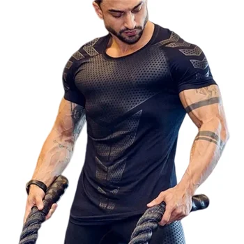 T-shirt a compressione da uomo Estate 2026, Abbigliamento sportivo da allenamento, Top da corsa a maniche corte per palestra, T-shirt sportive da uomo per fitness