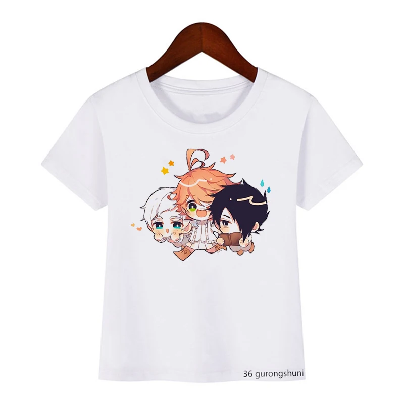 

t-shirt for boys/girls Anime The Promised Neverland Cartoon Print kids tshirt Summer Short Sleeve shirts Cute baby Tshirt Tops