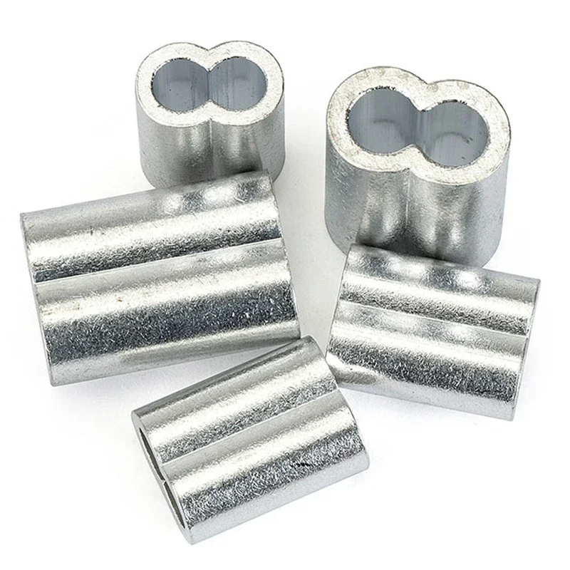 Wire Rope Clip Fixed Aluminum Sleeve Pressed Oval Aluminum Connector Lock Circle 0.5/1/2/3/4/5/6/8/10/12~26mm Al Fixed Buckle wire rope clip