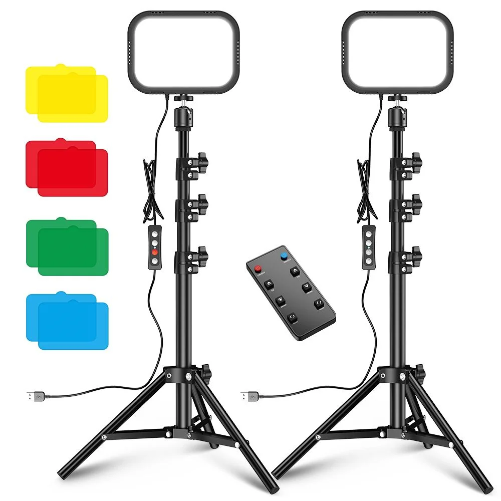 

USB LED Video Light 2-Pack with Adjustable Tripod Stand and Color Filters Photo Studio Lamp Kit For YouTube Video Photography