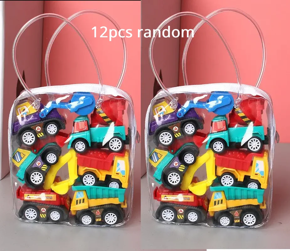 Mini Pull Back Engineering Toy Car Set - Cartoon Vehicles