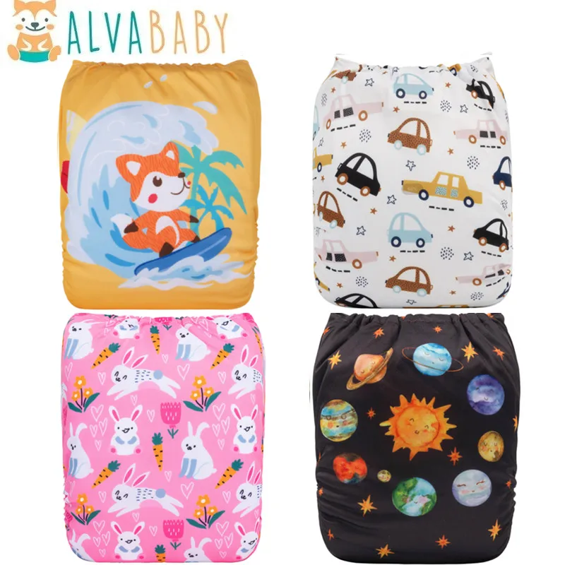 ALVABABY Pocket Diaper Cloth Nappy Reusable With 1pc Insert