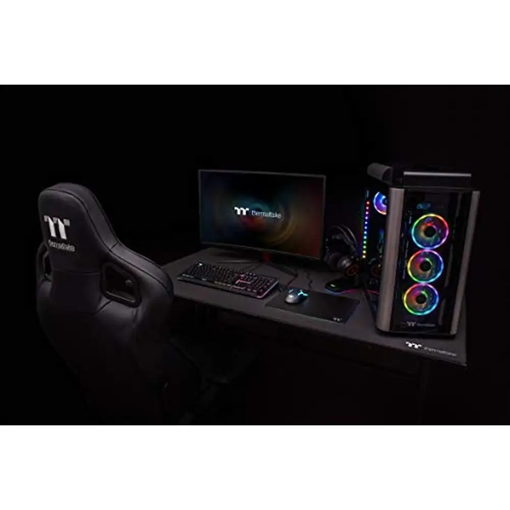 Gaming Desk Adjustable Heights Cable Management Heavy Duty Steel Frame Full-Sized Desk Mat 2