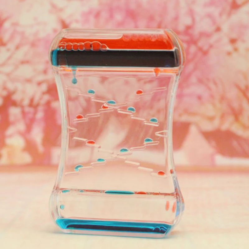 Dynamic Liquid Hour-glass Decompression Toy with 2 Color Blue green Flowing Oil Ornament for Killing Time Stress Relief