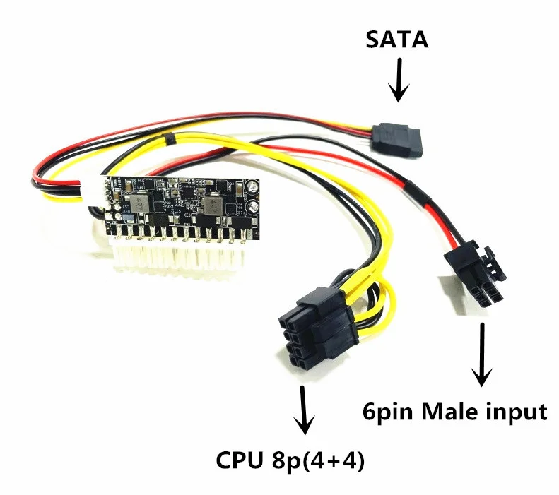 Interruptor do Módulo de Alimentação Entrada Masculina Pci-e 6pin Dc-atx Pico Psu Auto Mini Itx High Dc-atx Módulo de Potência 300w 24pin Db9215a - Imagem 4