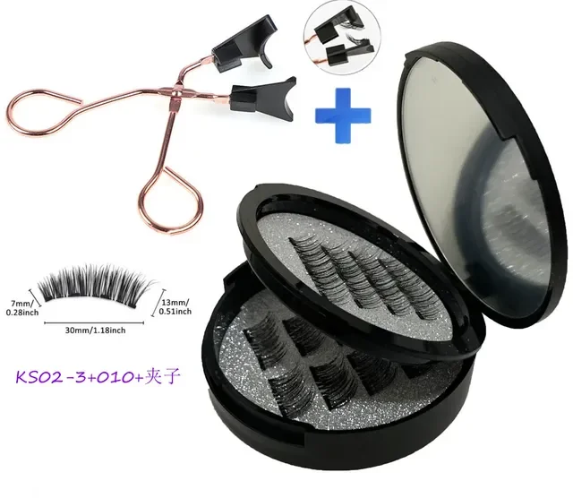 Magnetic False Eyelashes Magnetic Half Eyelashes Double Box With Mirror Applicater Reusable Beauty Eye Makeup Set