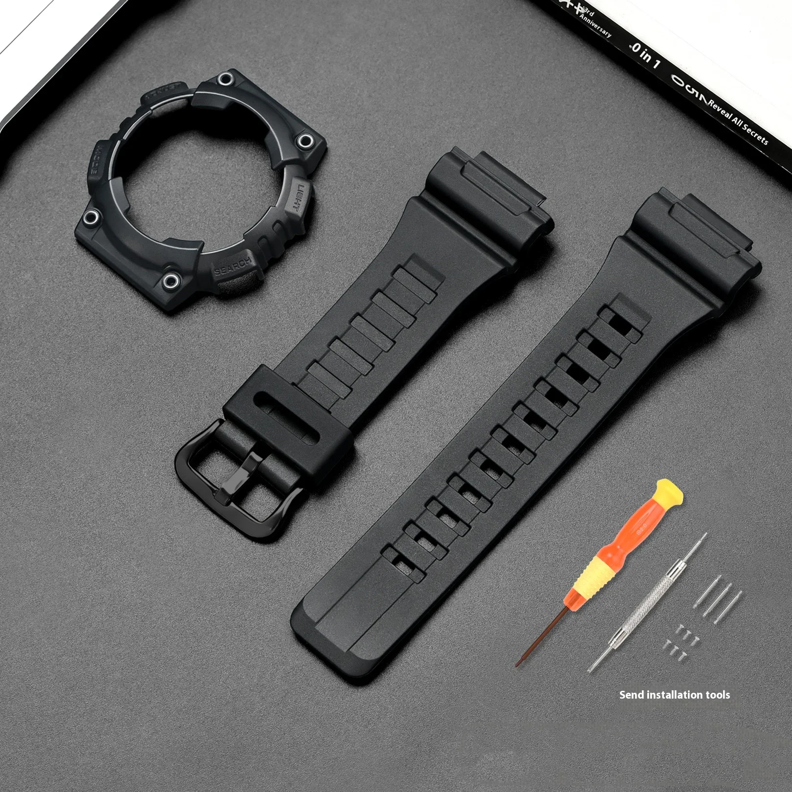 Durable Rubber Resin Sports Watch Band with Protective Shell