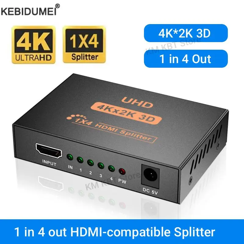 1 in 4 out HDMI-kompatibel Splitter UHD 4K x 2K 3D HDTV Splitter 1X4 Video Splitter HD Kabel Adapter Für HDTV DVD PS3/4 Xbox
