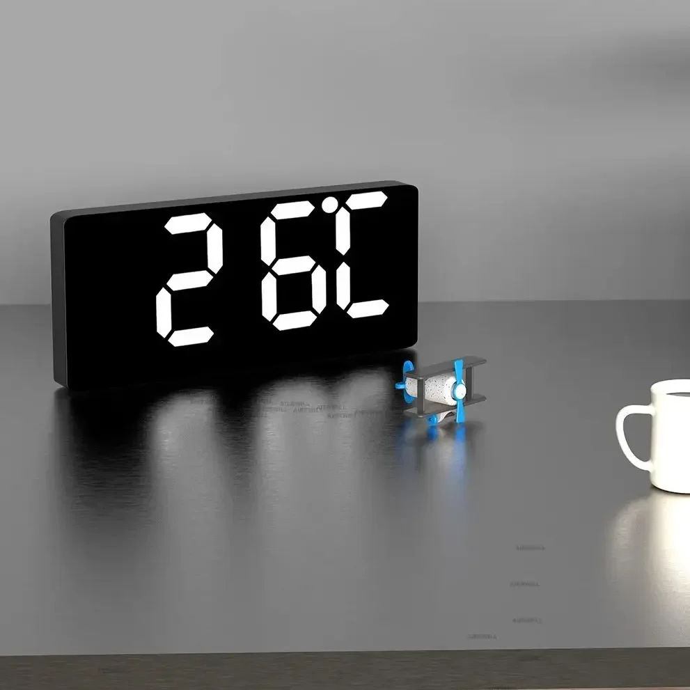 Digital Wall Clock with Large Colorful LED Display, Date, Temperature, and 2 Alarms