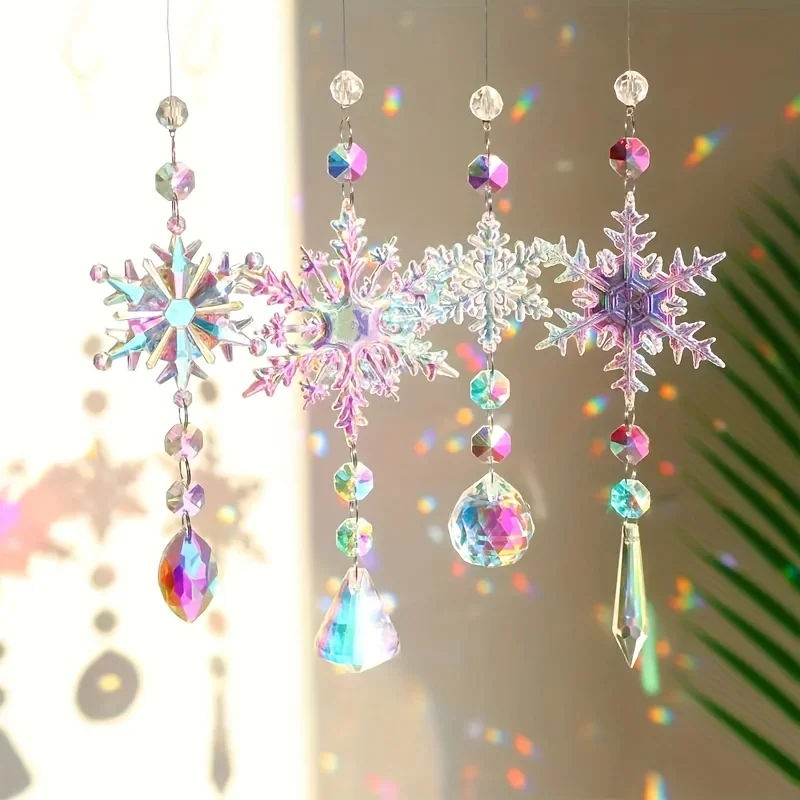 Exquisite Crystal Snowflake Ornaments Elegant Winter Decorations For Christmas Tree Party Favors Anniversaries 4pcs
