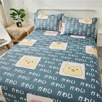 Cartoon Animal Flat Sheet, Kawaii Cat Pig Print Bed Sheet Set for Girls Teen Room Decor Microfiber Bed Cover with 2 Pillow Cases 3