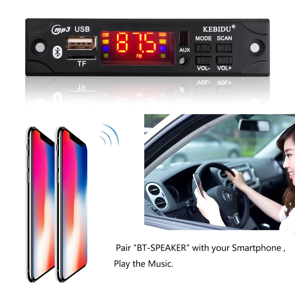 Module Audio USB/MP3/Bluetooth 12V - Décodeur Avec FM Et AUX, Modèle USB5830, Neuf