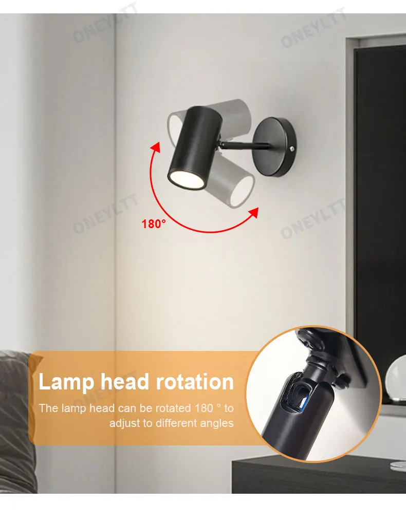 Description Picture 6 of itemNordic Modern Wall Lamp Beside Bedroom Adjustable Angle LED Wall Lights Fixtures Living Room Stair Lights Entrance Lighting