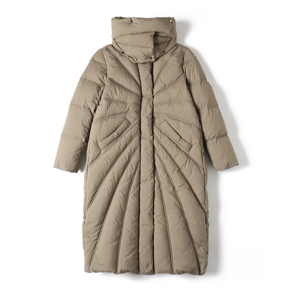 

New Jackets 2022 Winter Womens Down Coats Quality Loose Turtleneck Female 90% White Duck Down Jackets Lady Long Hoodie Padded