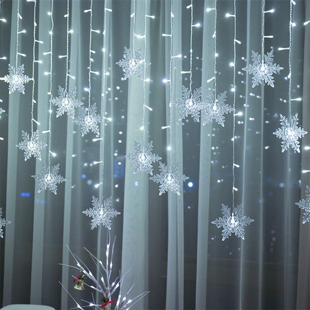 

Christmas lights outdoor decoration hanging 0.4-0.6m Led snowflake lights curtain string lights party garden eaves decoration.