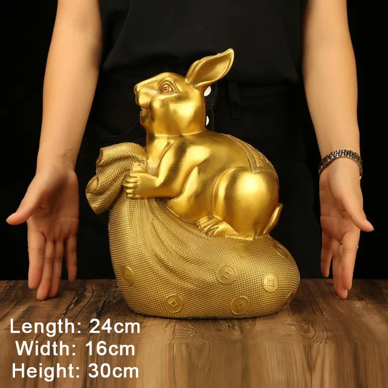 Pure Copper Rabbit Sculpture, Rabbit Shaped, Home, Living Room Office Bookcase, Desktop, Study, Decoration Gifts, Feng Shui, 1Pc