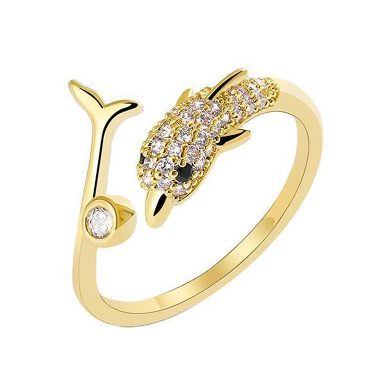 New Fashion Dolphin Play Ball Ring Personalità In Stile Femminile Per Anelli Regolabili Aperti Fedi Nuziali Per Feste Color Oro Bianco