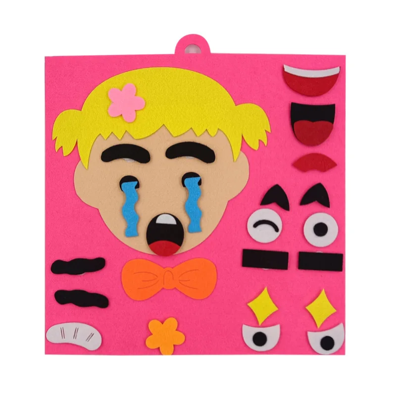 Puzzle Felt Non-woven Fabric Early Childhood Education for Children Manual DIY Cognitive Facial Expression Stickers TMZ 5