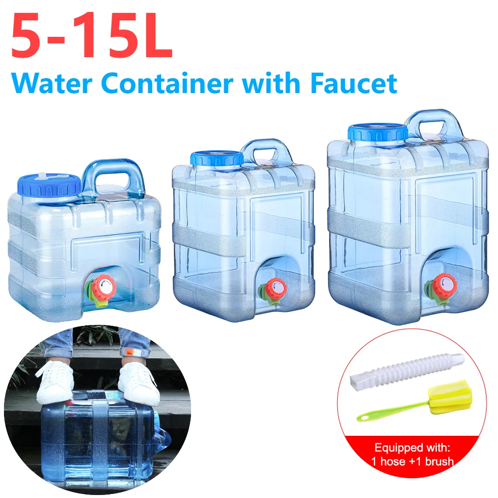5/10/15L Drinking Water Container with Spigot Leakproof Camping Water Tank Large Capacity Storage Carrier for Hiking Car