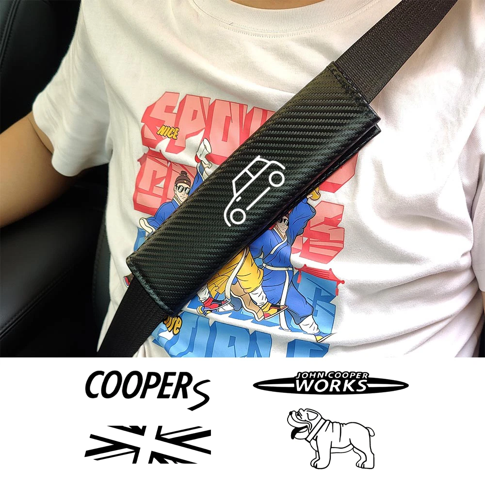 1 PC Carbon Fiber Car Seat Belt Cover For Mini Cooper S JCW Clubman