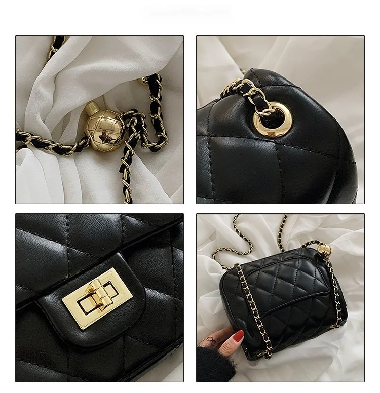 2024 nouveau coréen simple épaule Lingge chaîne femmes Instagram parfumé en cuir polyvalent petit sac carré_voghion.com