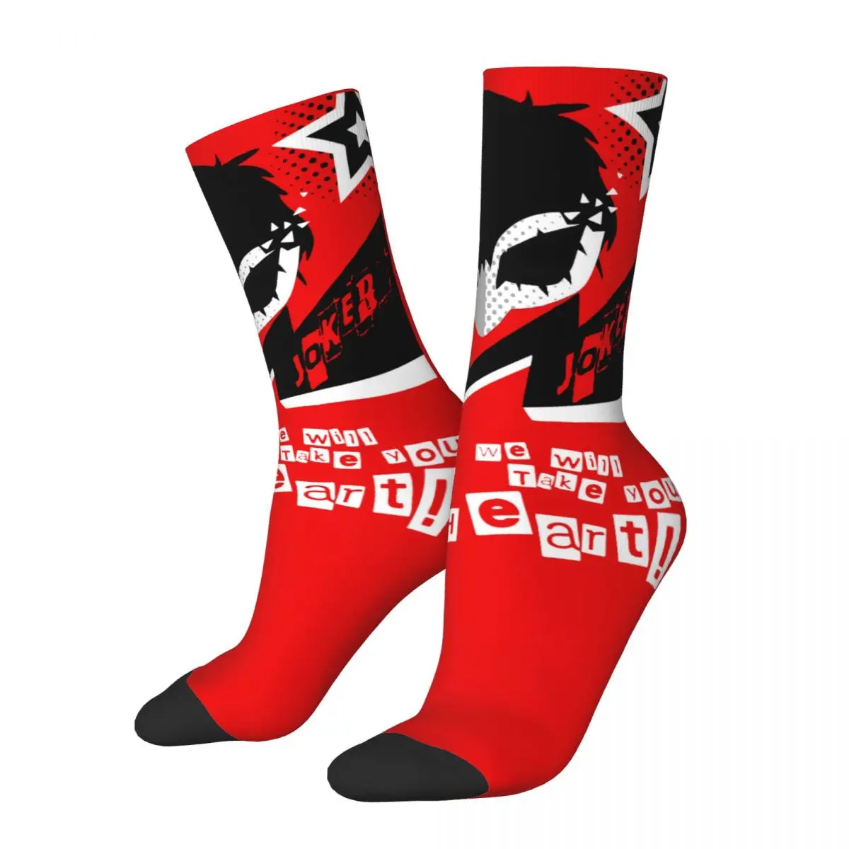 

Persona 5 Joker Game Socks Men Women Polyester Casual Take Your Heart Socks Novelty Spring Summer Middle Tube Stockings Gift