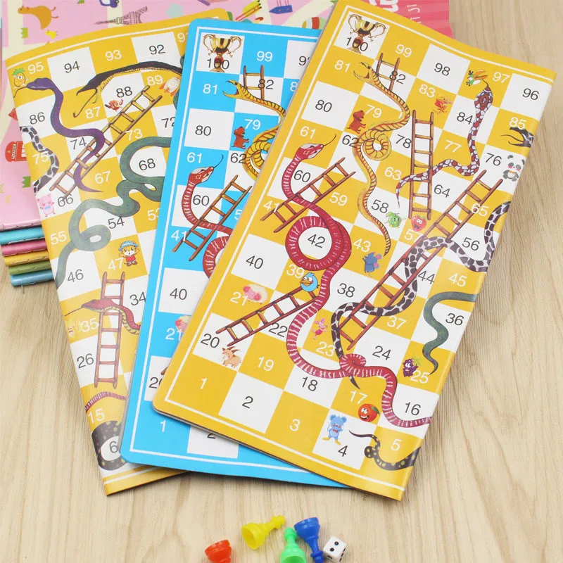 Children Snake Ladder Plastic Flight Chess Set 1Set Portable Board Game Funny Family Party Games Toys for Kids