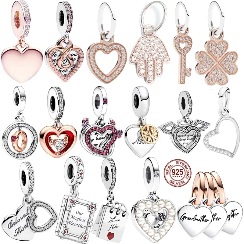 

Hot Sale Heart Shaped Pendant Fit Original Bracelet/Necklace 925 Sterling Silver Charm Bead Jewelry Devil Heart Double