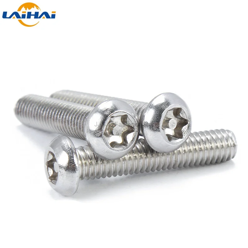 

10/50pcs M2.5 M3 M4 M5 M6 M8 A2-70 304 stainless steel Six Lobe Torx Button Round Head with Pin Tamper Proof Security Screw Bolt