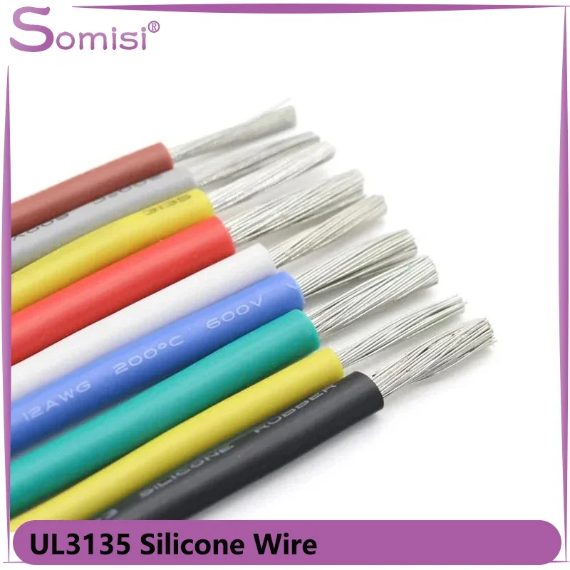 

2/5/10M UL3135 Silicone Insulation Tinned Copper Wire 30 28 26 24 22 20 18 16 14 12AWG High Temperature Heat Resistant Cable