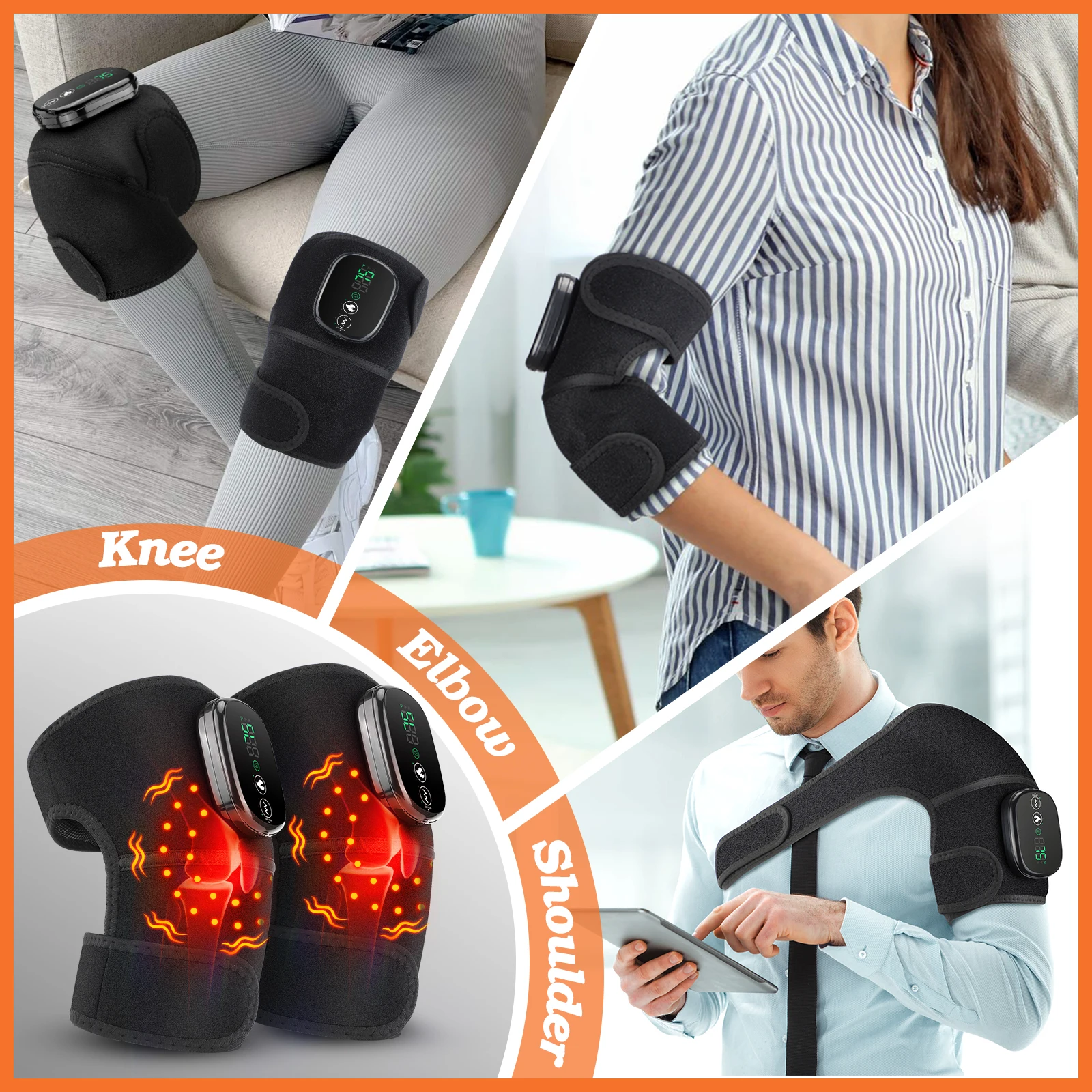 Heating Knee Massage Pad Protection Vibration Red Light Vibrador Joint Pain Relief Instrument Swelling Arthritis Leg Elbow 3