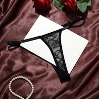 Culotte transparente en dentelle et résille, string fin taille basse avec nœud floral, lingerie féminine, cadeaux 2