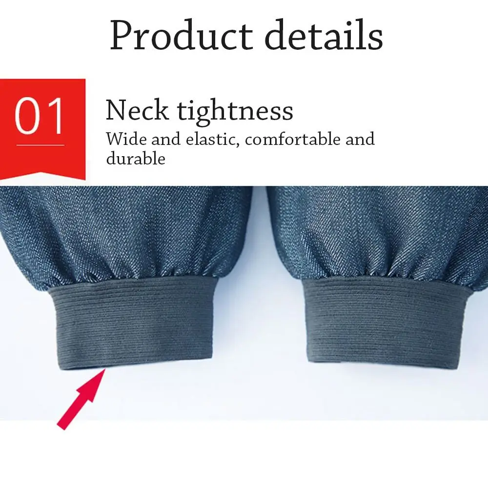 Thickened Arm Protective Sleeves Antifouling Wear Resistant Denim Lengthen Cuff Heat Protection Dark Blue Welding Work Sleevelet