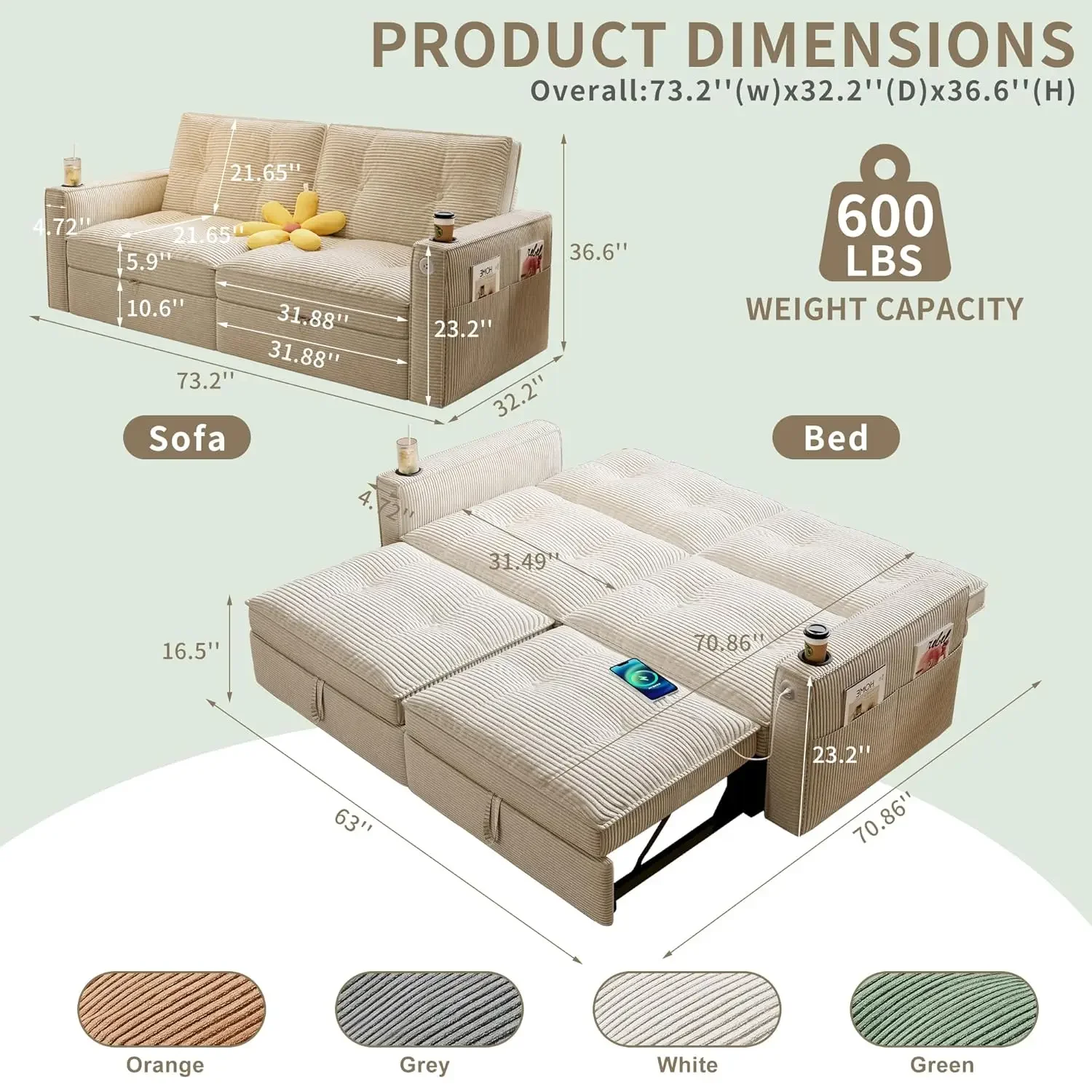 Queen Sleeper Sofa Bed 3