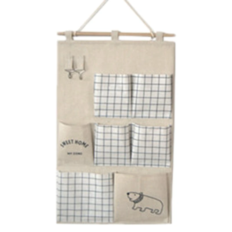 Cotton Linen Storage Bag Wall Bedroom Storage Bag Hang Seven Pockets Storage Bag Girls Dormitory Family Bedroom Door Hanging Bag 6