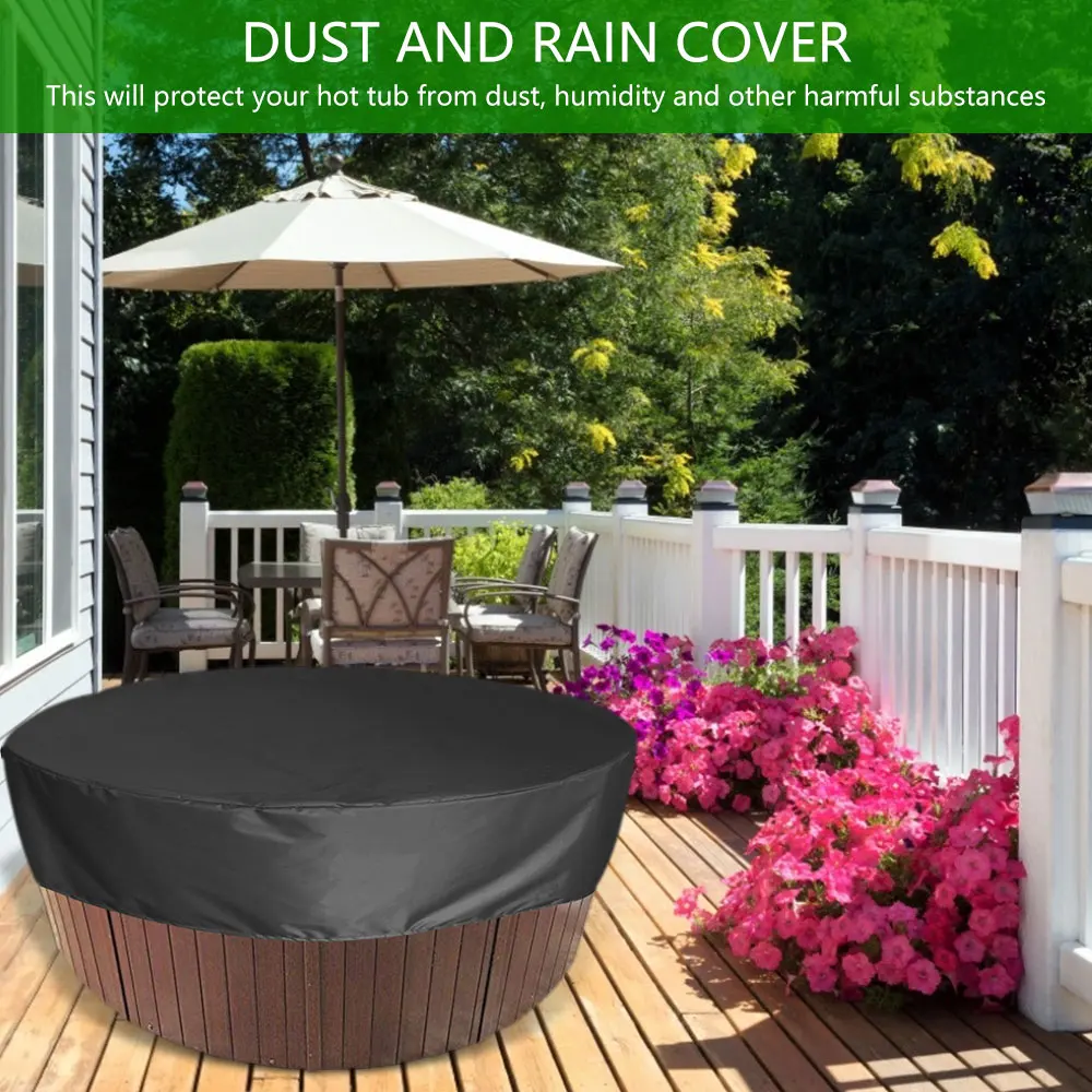 Round Bathtub Cover Outdoor Anti-UV Protector Spa Hot Tub Dust Cover Foldable Dustproof Waterproof Covers Swimming Pool
