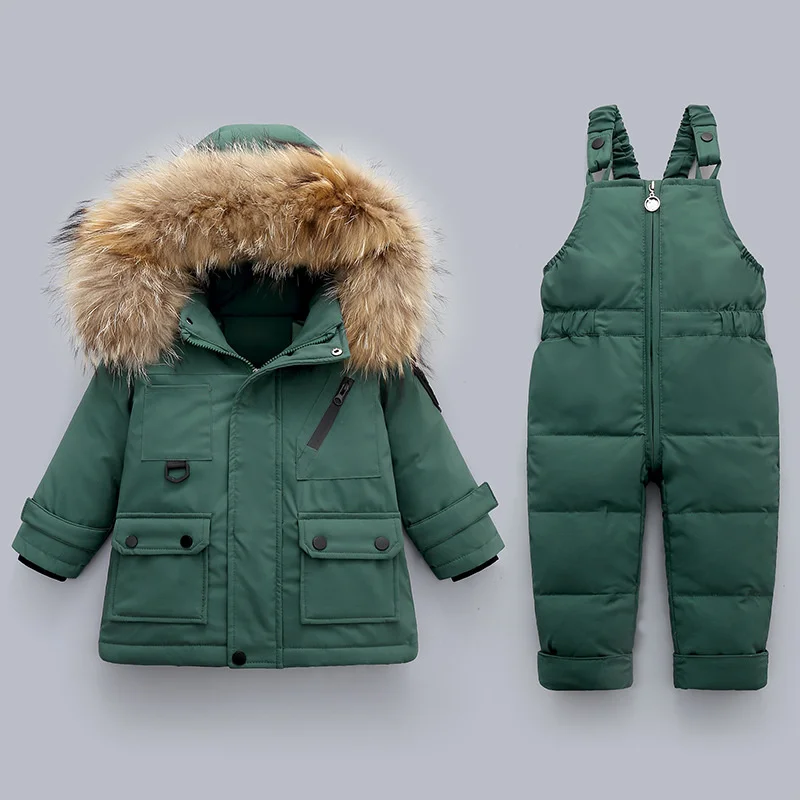 

2023 Winter -30℃ Children Down Clothing Sets Jumpsuit Kids Down Jacket Toddler Girls Warm Overalls 0-4 Years Baby Boys Down Coat