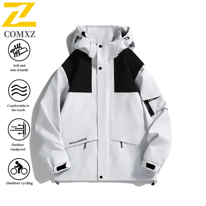 EiAO Jacket Couple's All-Weather Windproof Waterproof Thermal Hooded Outdoor Coat for Hiking Camping Fishing Multi-Scenario Wear