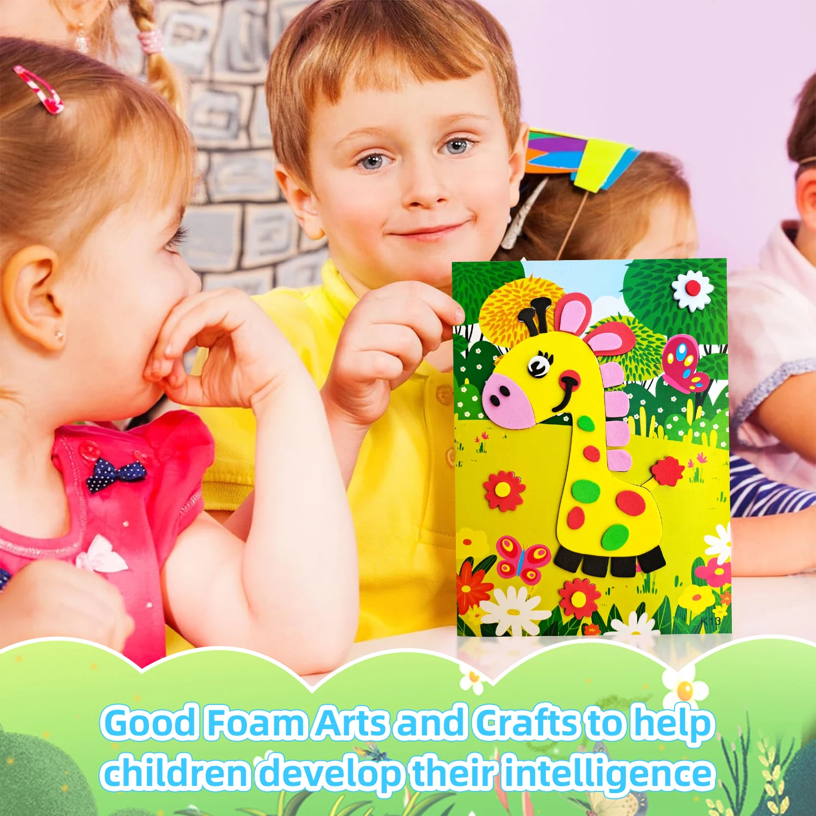 3D EVA Foam Sticker Puzzle DIY Cartoon Animal Educational Toys for Toddlers Kids Art Craft Kits Creative Activity Birthday Gifts 5