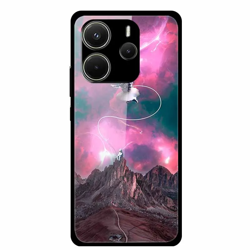 Space-Themed Soft Bumper Tempered Glass Case with Premium Protection