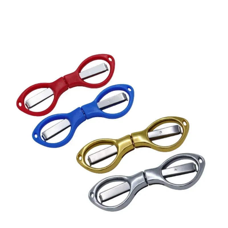 Simple Portable Folding Scissors Solid Color Glasses Shape Paper Cutters Students Handmade DIY Tools School Office Supplies portable scissors cutter,paper cutter,stationery scissors