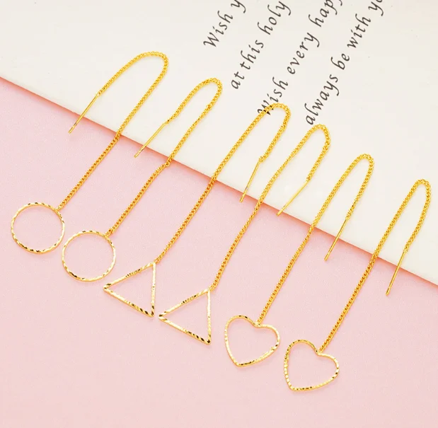 Pure copper plated gold earrings long Tassel Earrings Earrings female