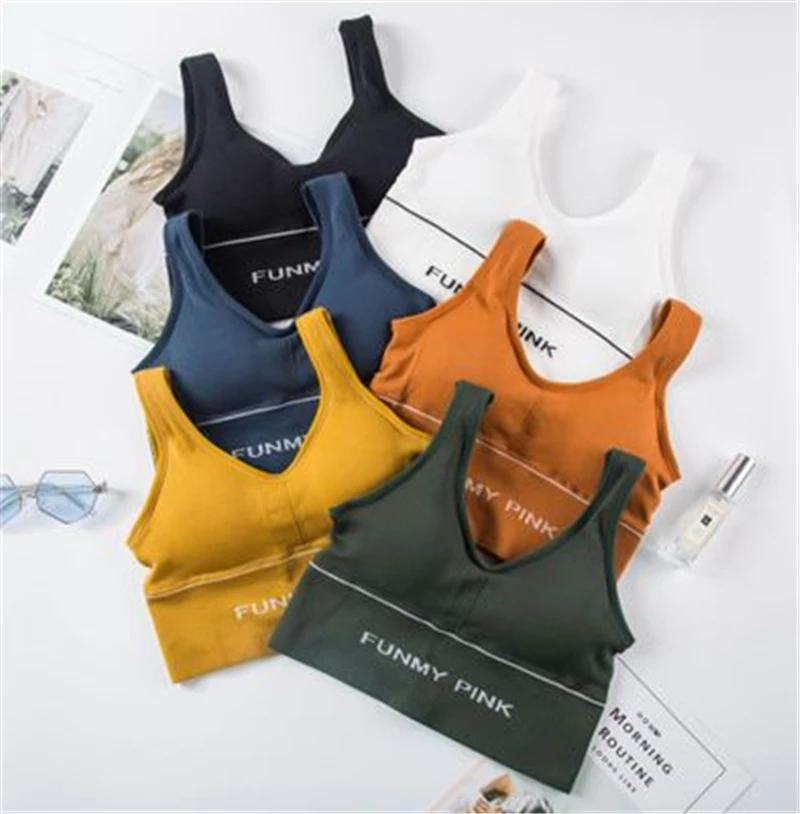 

Women Sports Bra Top Padded Underwear Free Size A-D Cup Letters Yoga Bra For Women Solid Cotton Bra Brand For Fitness