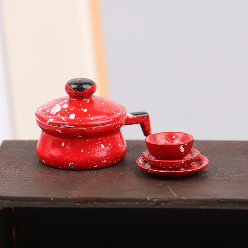 Miniature Kettle for Dollhouse, Ceramic Tea Pot With Lid, Dollhouse Kitchen  Utensils, Role Play Toy, Gift for Girl Baby, Small Mini Pot 