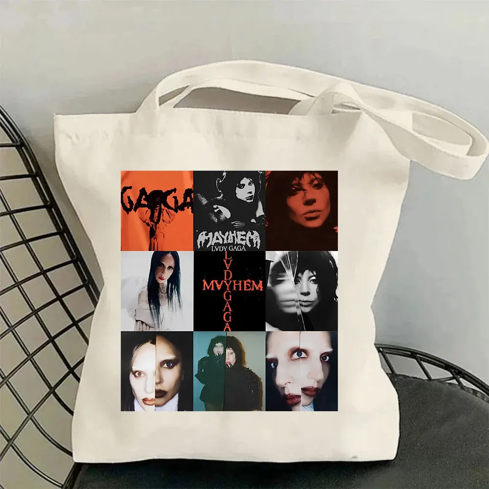 Lady Gaga Mayhem Tour 2025 Hip-Hop Style Canvas Shopper Tote Bag