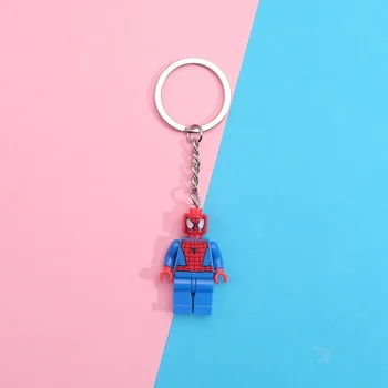 디즈니 스파이더맨 애니메이션 빌딩 블록 키체인, 만화 스파이더맨 모델 장난감, 자동차 가방 펜던트, 커플 선물