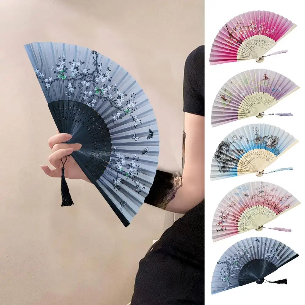 

Retro Luxury Hand Fan Elegant Chinese Style Bamboo Hand Fans for Women Vintage Floral Pattern Folding Fans with for Church