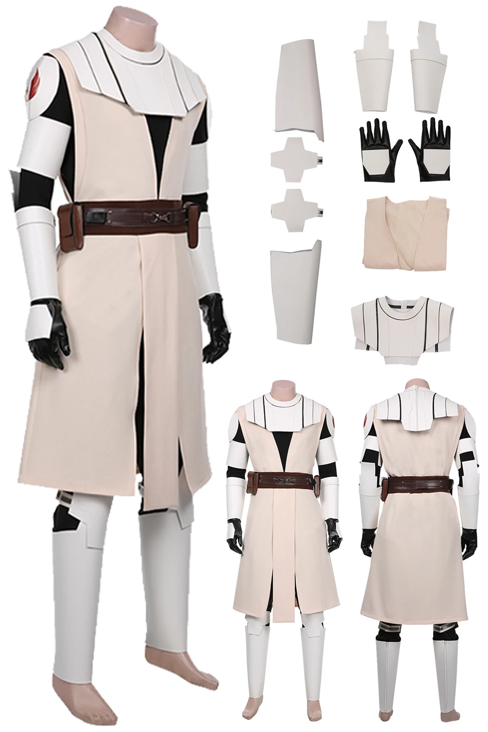 

Obi Wan Cosplay Kenobi Costume Uniform Movie Space Battle Disguise Outfits Adult Male Roleplay Halloween Carnival Fantasy Suit