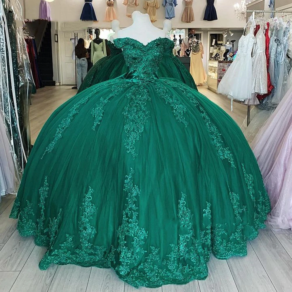 Vestido verde esmeralda De 15 años para quinceañera, Vestido De baile De  princesa dulce 16, Vestido De fiesta De graduación con lazo en la espalda y  hombros descubiertos 2022| | - AliExpress