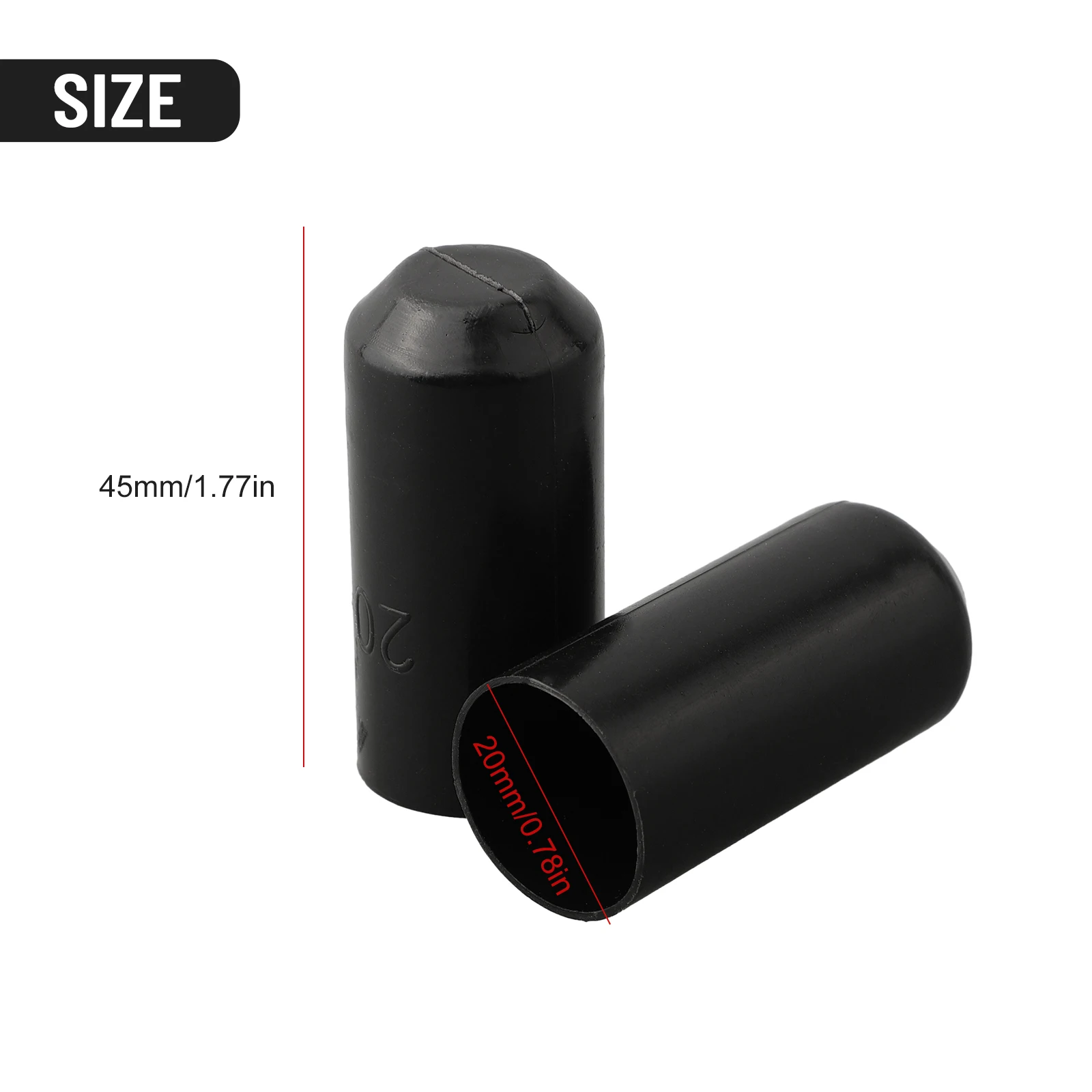 100개 폴리올레핀 열수축 엔드 캡 20x45mm 전기 절연 및 기계적 보호용, 전선 끝단 보호용